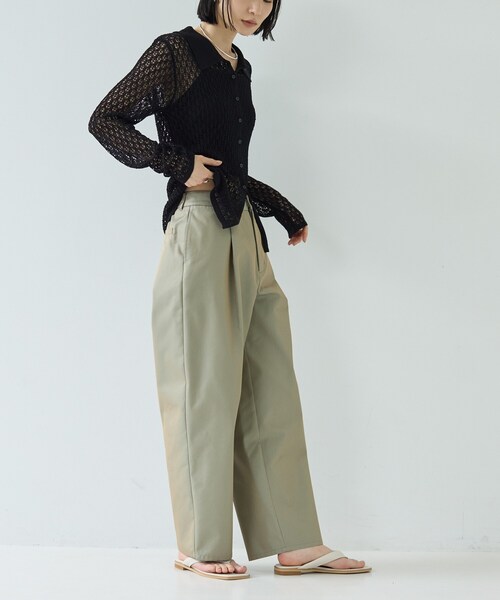 GALLEST（ギャレスト）の「リネンライククロシェポロニット（ニット/セーター・レディース・ブラック/ピンク/オフホワイト・38）」の12枚目の写真