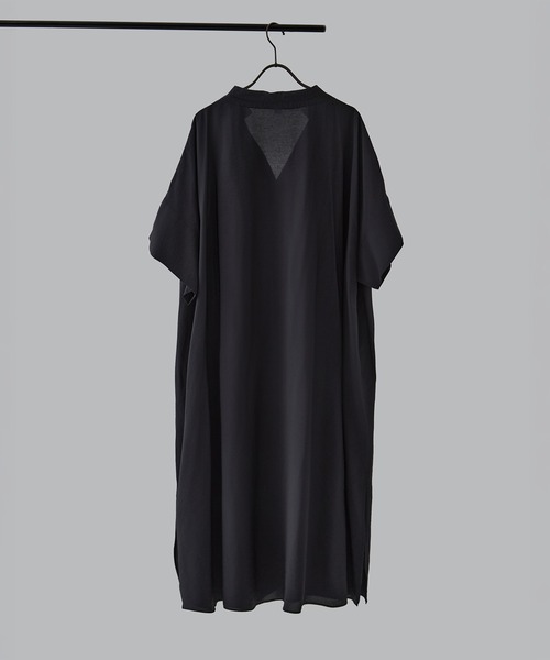 08sircus（ゼロエイトサーカス）の「[08sircus/ゼロハチサーカス]Modal silk gather neck dress（ワンピース・レディース・ホワイト/ダークネイビー・0/1）」の4枚目の写真