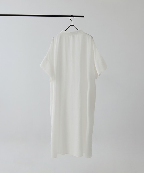 08sircus（ゼロエイトサーカス）の「[08sircus/ゼロハチサーカス]Modal silk gather neck dress（ワンピース・レディース・ホワイト/ダークネイビー・0/1）」の3枚目の写真