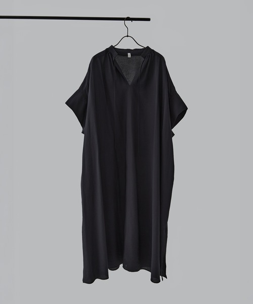 08sircus（ゼロエイトサーカス）の「[08sircus/ゼロハチサーカス]Modal silk gather neck dress（ワンピース・レディース・ホワイト/ダークネイビー・0/1）」の5枚目の写真