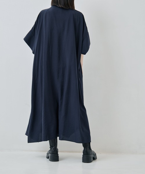 08sircus（ゼロエイトサーカス）の「[08sircus/ゼロハチサーカス]Modal silk gather neck dress（ワンピース・レディース・ホワイト/ダークネイビー・0/1）」の8枚目の写真
