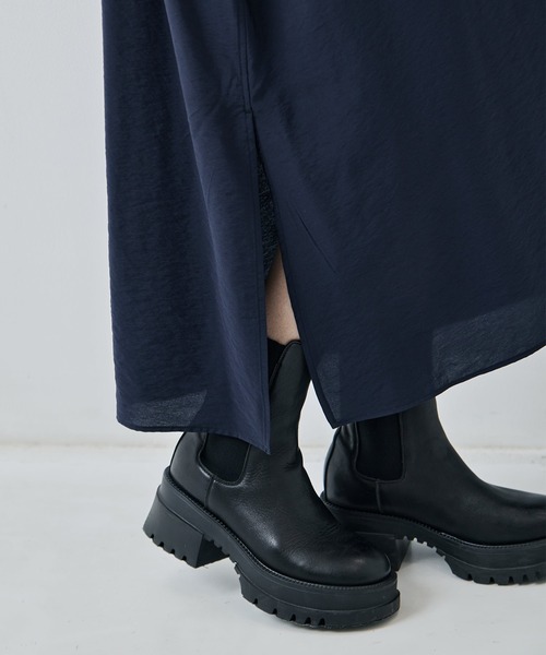 08sircus（ゼロエイトサーカス）の「[08sircus/ゼロハチサーカス]Modal silk gather neck dress（ワンピース・レディース・ホワイト/ダークネイビー・0/1）」の6枚目の写真