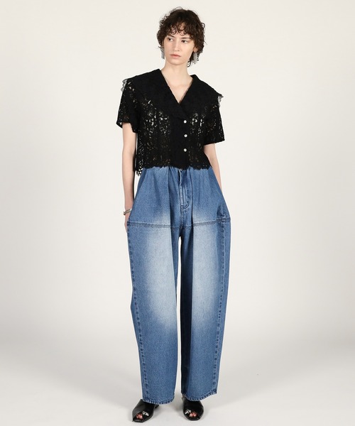 PRANK PROJECT（プランクプロジェクト）の「【2026Summer Pre-Order】ペグトップデニムパンツ / Peg-Top Denim Pants（デニムパンツ・レディース・ホワイト/ピンク/ブルー・36/38）」の5枚目の写真