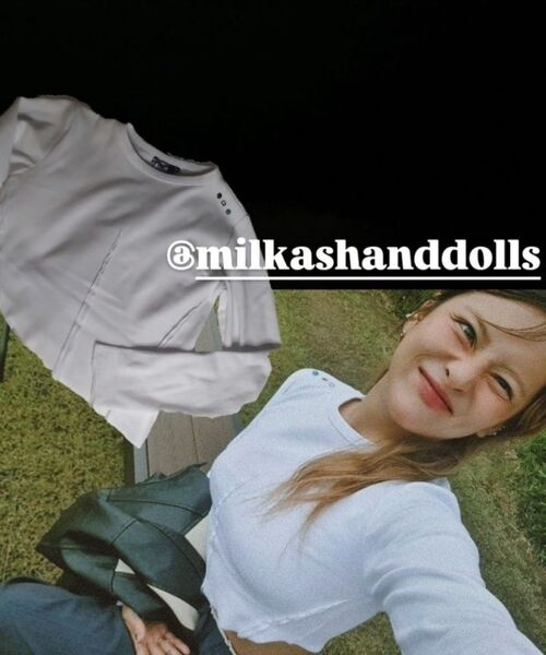 MILK ASH AND DOLLS(ミルク アッシュ アンド ドールズ)の「オープンシームアシンメトリックロングスリーブ - ホワイト(Tシャツ/カットソー・レディース・ホワイト・SMALL/MEDIUM)」の7枚目の写真