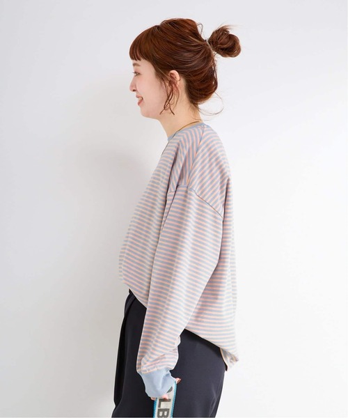 B.C STOCK(ベーセーストック)の「《追加8》【WEB限定】ウォッシャブル / ボーダーロンTEE(Tシャツ/カットソー・レディース・パープル系その他/グリーン/ピンク/イエロー・FREE)」の9枚目の写真