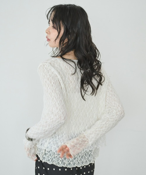 Anclear oui(アンクリアウィ)の「リバーシブルレーススクエアネックプルオーバー(Tシャツ/カットソー・レディース・White/サックスブルー系/PINK/Moca/Black・F)」の22枚目の写真