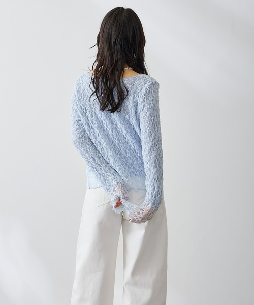 Anclear oui(アンクリアウィ)の「リバーシブルレーススクエアネックプルオーバー(Tシャツ/カットソー・レディース・White/サックスブルー系/PINK/Moca/Black・F)」の12枚目の写真