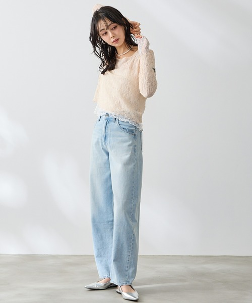 Anclear oui(アンクリアウィ)の「リバーシブルレーススクエアネックプルオーバー(Tシャツ/カットソー・レディース・White/サックスブルー系/PINK/Moca/Black・F)」の17枚目の写真