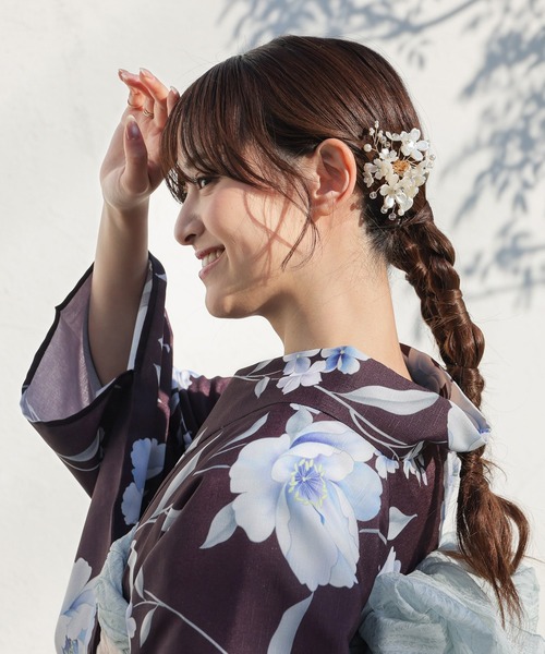 Honeys（ハニーズ）の「花モチーフヘアクリップ（和装小物・レディース・シルバー/ゴールド・FREE）」の3枚目の写真