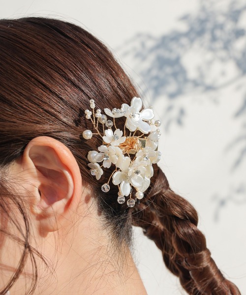 Honeys（ハニーズ）の「花モチーフヘアクリップ（和装小物・レディース・シルバー/ゴールド・FREE）」の6枚目の写真