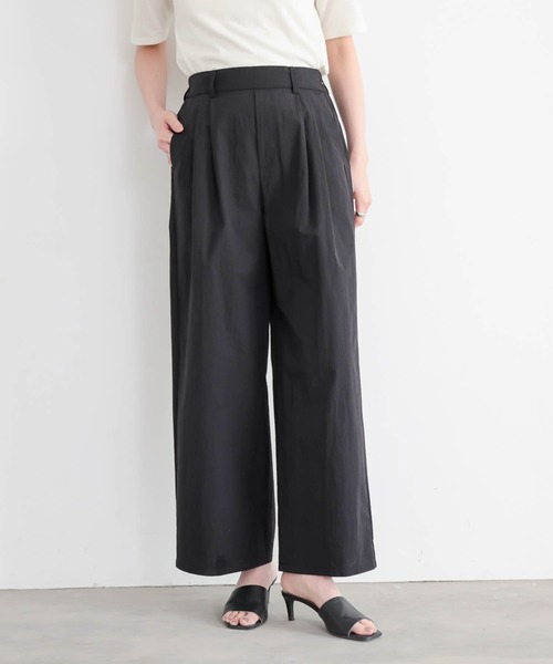 for/c（フォーシー）の「[低身長/高身長向けサイズ有]タックストレートパンツ【サスティナブル】（スラックス・レディース・ブラック/ベージュ・TM/LL/L/M/PM）」の4枚目の写真