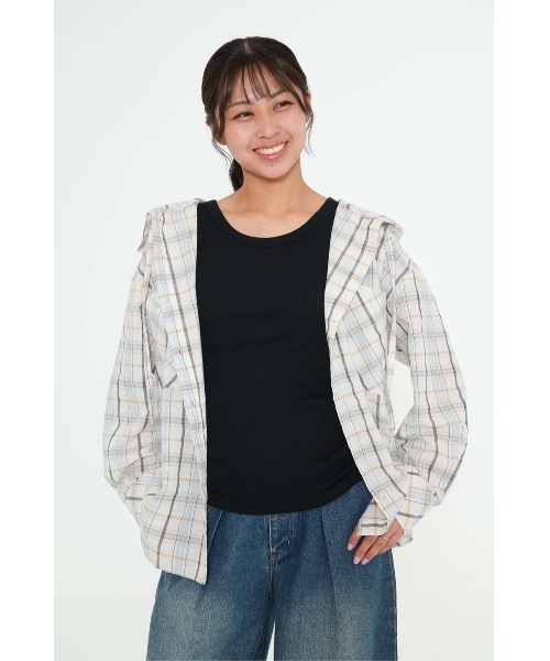 HEART MARKET（ハートマーケット）の「フード付きシャツチュニック（シャツ/ブラウス・レディース・ベージュ/ライトベージュ/ナチュラル・FREE）」の2枚目の写真