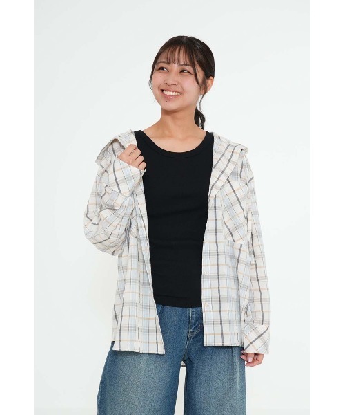 HEART MARKET（ハートマーケット）の「フード付きシャツチュニック（シャツ/ブラウス・レディース・ベージュ/ライトベージュ/ナチュラル・FREE）」の15枚目の写真