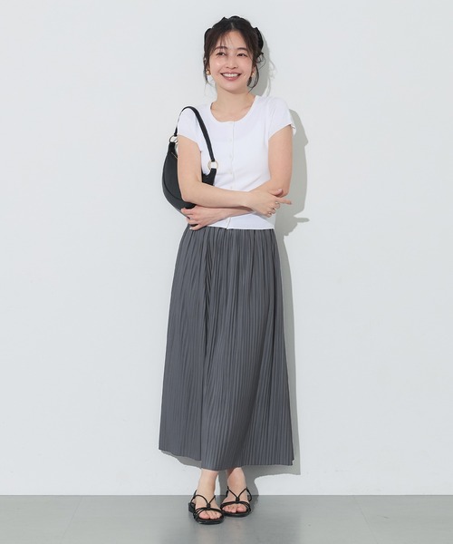 coca（coca）（コカ）の「ランダムプリーツスカート（スカート・レディース・ライトベージュ/チャコール/ブルー/カーキ・L/M/S）」の11枚目の写真