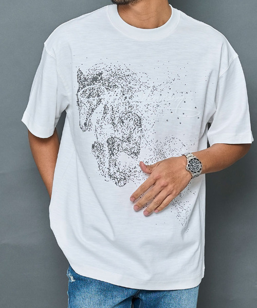 ARULE(アルール)の「『ARULE/アルール』ホースラインストーン刺繍半袖Tシャツ【GC】(Tシャツ/カットソー・メンズ・ブラック/ホワイト・L/M)」の17枚目の写真