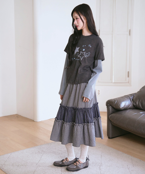 THE GREEN LAB（ザグリーンラボ）の「スターパッチSTレイヤードTシャツ[チャコールグレー]（Tシャツ/カットソー・レディース・その他・FREE）」の20枚目の写真