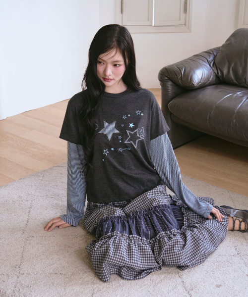 THE GREEN LAB（ザグリーンラボ）の「スターパッチSTレイヤードTシャツ[チャコールグレー]（Tシャツ/カットソー・レディース・その他・FREE）」の22枚目の写真