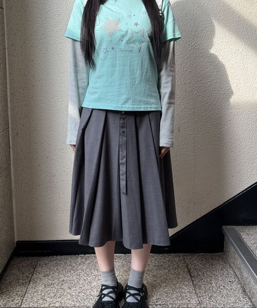THE GREEN LAB（ザグリーンラボ）の「スターパッチSTレイヤードTシャツ[チャコールグレー]（Tシャツ/カットソー・レディース・その他・FREE）」の11枚目の写真