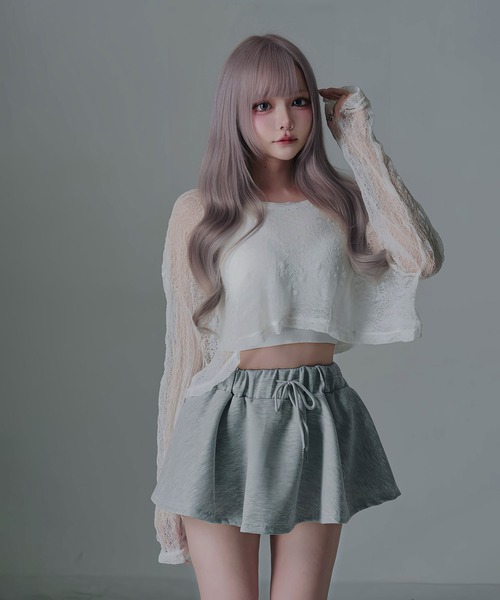 Diable baiser（ディアブルベーゼ）の「スウェットインナーカボチャパンツミニスカパン（スカート・レディース・グレー/ブラック・FREE）」の3枚目の写真