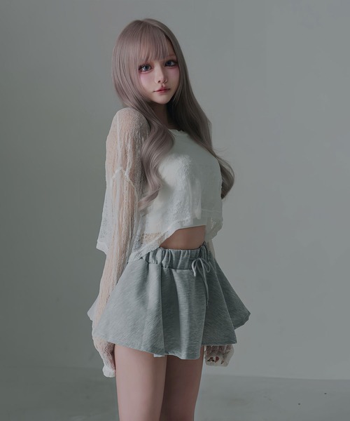 Diable baiser（ディアブルベーゼ）の「スウェットインナーカボチャパンツミニスカパン（スカート・レディース・グレー/ブラック・FREE）」の9枚目の写真