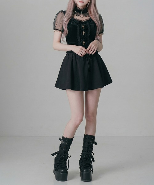 Diable baiser（ディアブルベーゼ）の「スウェットインナーカボチャパンツミニスカパン（スカート・レディース・グレー/ブラック・FREE）」の14枚目の写真