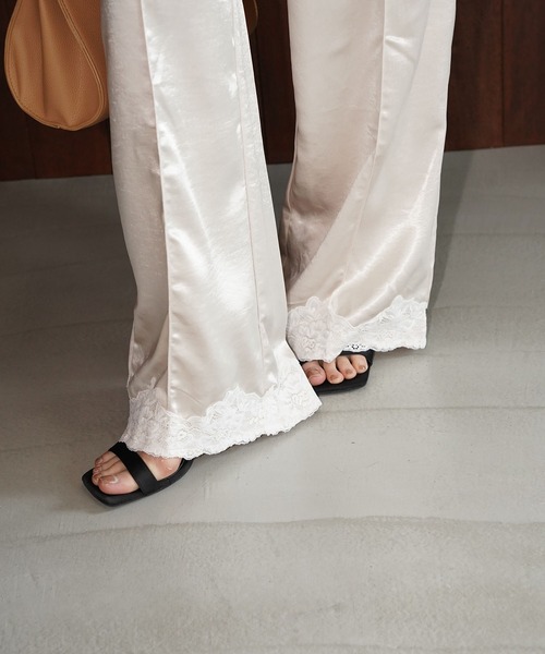 chuclla（チュクラ）の「レースヘム サテンワイドパンツ chw26s258（その他パンツ・レディース・アイボリー・L/M/S）」の5枚目の写真