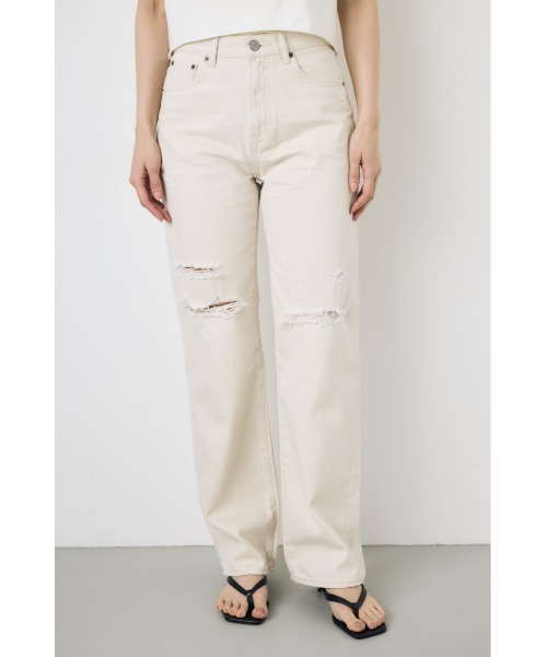 AZUL by moussy(アズールバイマウジー)の「【身長/骨格別着用画像あり】AZUL DENIM ダメージストレートデニム(デニムパンツ・レディース・アイボリー/ライトブルー・24inch/25inch/26inch/27inch)」の15枚目の写真