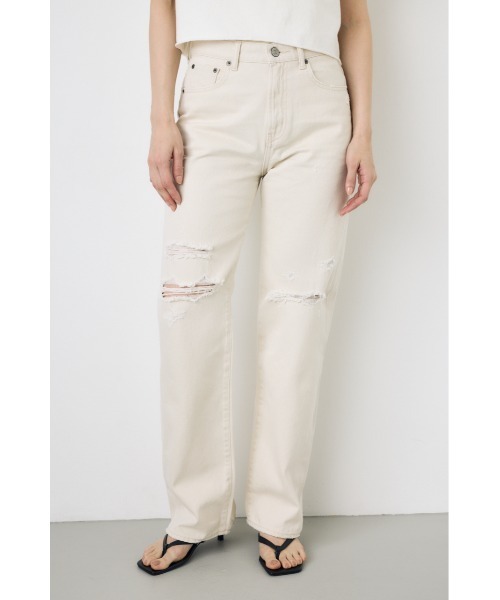 AZUL by moussy(アズールバイマウジー)の「【身長/骨格別着用画像あり】AZUL DENIM ダメージストレートデニム(デニムパンツ・レディース・アイボリー/ライトブルー・24inch/25inch/26inch/27inch)」の16枚目の写真