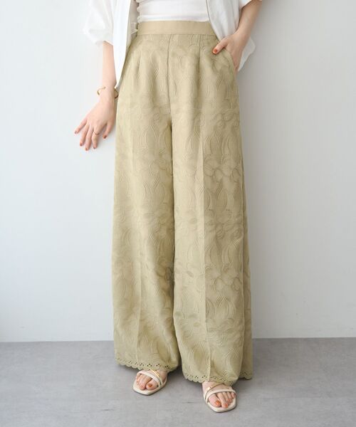 YECCA VECCA（イェッカヴェッカ）の「刺繍ワイドパンツ【セットアップ対応】（その他パンツ・レディース・ブラック/ベージュ・M/S）」の14枚目の写真