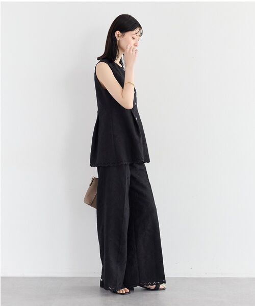 YECCA VECCA(イェッカヴェッカ)の「刺繍ワイドパンツ【セットアップ対応】(その他パンツ・レディース・ブラック/ベージュ・M/S)」の13枚目の写真