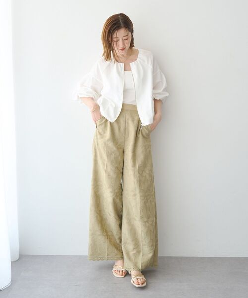 YECCA VECCA(イェッカヴェッカ)の「刺繍ワイドパンツ【セットアップ対応】(その他パンツ・レディース・ブラック/ベージュ・M/S)」の19枚目の写真