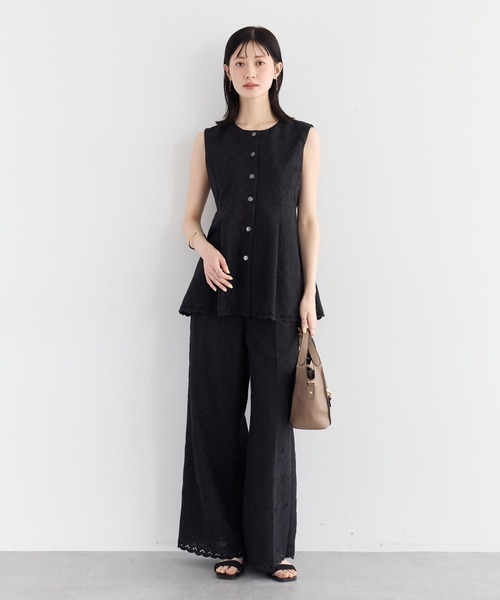 YECCA VECCA（イェッカヴェッカ）の「刺繍ワイドパンツ（その他パンツ・レディース・ブラック/ベージュ・M/S）」の16枚目の写真