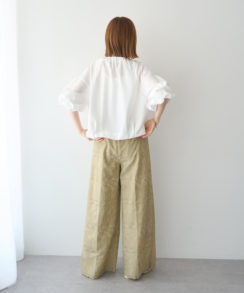 YECCA VECCA（イェッカヴェッカ）の「刺繍ワイドパンツ（その他パンツ・レディース・ブラック/ベージュ・M/S）」の14枚目の写真