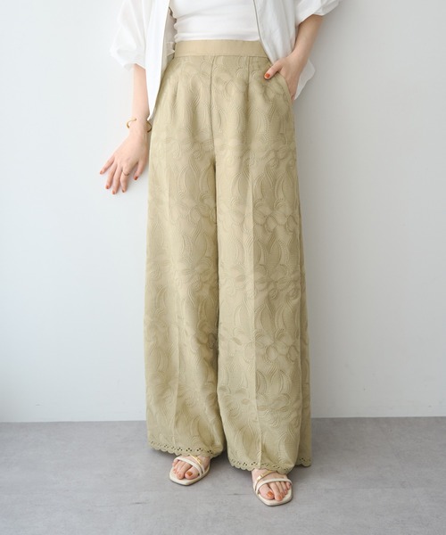 YECCA VECCA（イェッカヴェッカ）の「刺繍ワイドパンツ（その他パンツ・レディース・ブラック/ベージュ・M/S）」の8枚目の写真