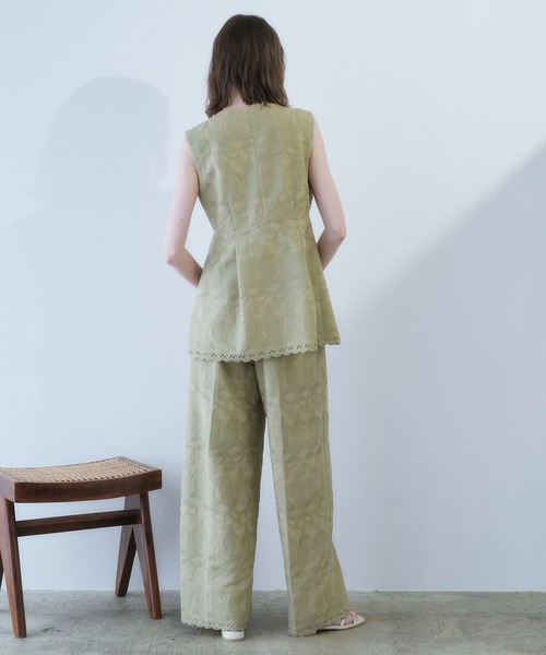 YECCA VECCA（イェッカヴェッカ）の「刺繍ワイドパンツ（その他パンツ・レディース・ブラック/ベージュ・M/S）」の4枚目の写真