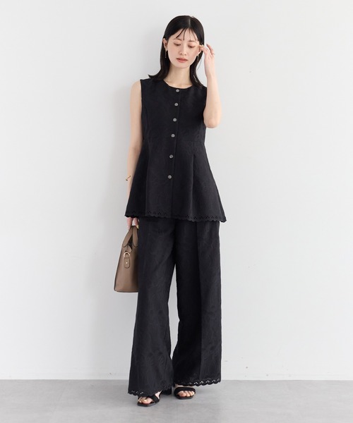 YECCA VECCA（イェッカヴェッカ）の「刺繍ワイドパンツ（その他パンツ・レディース・ブラック/ベージュ・M/S）」の15枚目の写真