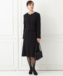 セール】【喪服・礼服】ノーカラージャケット・前開きフレアワンピース