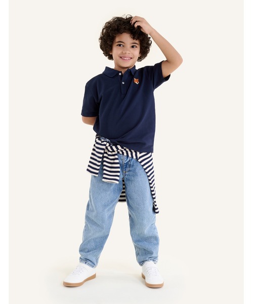 Maison Kitsune(メゾンキツネ)の「FOX HEAD KID POLO(ポロシャツ・キッズ・ライトグレー/ベビーピンク/ネイビー・8/6/4/12/10)」の9枚目の写真