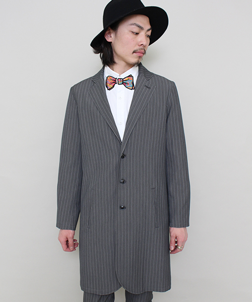 Lui's(ルイス)の「SUPERTHANKS×Lui's(スーパーサンクス×ルイス) ストライプチェスターコート(チェスターコート・メンズ・グレー/ネイビー・LARGE/SMALL/MEDIUM)」の8枚目の写真