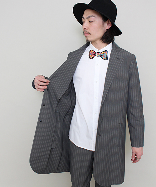 Lui's(ルイス)の「SUPERTHANKS×Lui's(スーパーサンクス×ルイス) ストライプチェスターコート(チェスターコート・メンズ・グレー/ネイビー・LARGE/SMALL/MEDIUM)」の9枚目の写真