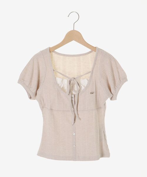 MAJESTIC LEGON(マジェスティックレゴン)の「リボンレイヤードライク半袖トップス(Tシャツ/カットソー・レディース・グレー/アイボリー/ブラック/ピンク・MEDIUM)」の14枚目の写真