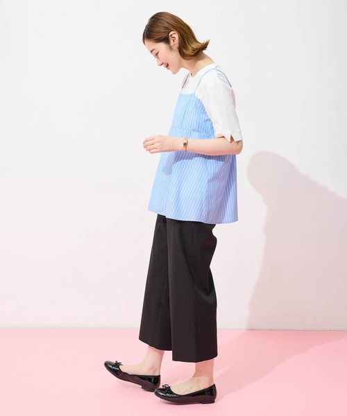 Petit Honfleur（プチオンフルール）の「キャミ&Tシャツアンサンブル【オーガニックコットンブレンド・接触冷感・UVカット・セット商品】（Tシャツ/カットソー・レディース・ホワイト/サックスブルー・M/L）」の16枚目の写真