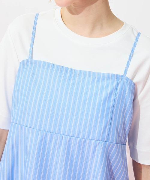 Petit Honfleur（プチオンフルール）の「キャミ&Tシャツアンサンブル【オーガニックコットンブレンド・接触冷感・UVカット・セット商品】（Tシャツ/カットソー・レディース・ホワイト/サックスブルー・M/L）」の20枚目の写真