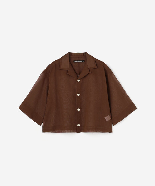 nicholson&nicholson（ニコルソンアンドニコルソン）の「nicholson & nicholson |〈別注〉シアー ショートスリーブシャツ WOMEN（シャツ/ブラウス・レディース・ネイビー/ブラウン・38）」の13枚目の写真