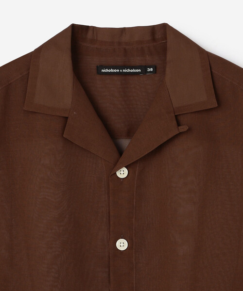 nicholson&nicholson（ニコルソンアンドニコルソン）の「nicholson & nicholson |〈別注〉シアー ショートスリーブシャツ WOMEN（シャツ/ブラウス・レディース・ネイビー/ブラウン・38）」の11枚目の写真