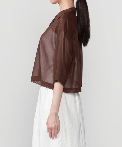nicholson&nicholson（ニコルソンアンドニコルソン）の「nicholson & nicholson |〈別注〉シアー ショートスリーブシャツ WOMEN（シャツ/ブラウス・レディース・ネイビー/ブラウン・38）」の5枚目の写真