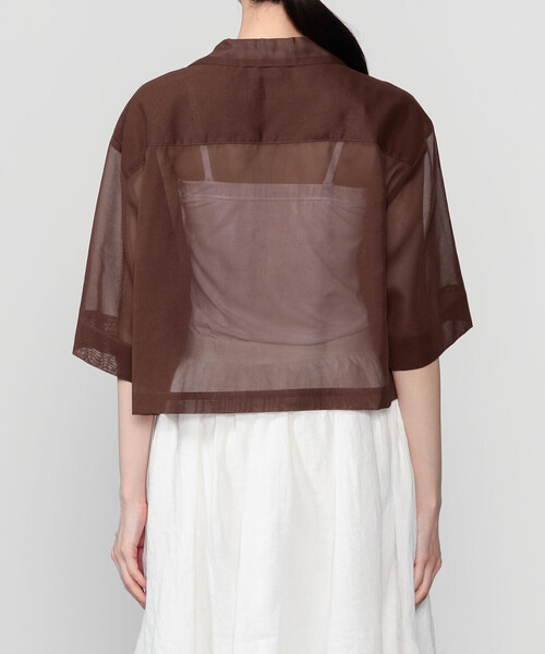 nicholson&nicholson（ニコルソンアンドニコルソン）の「nicholson & nicholson |〈別注〉シアー ショートスリーブシャツ WOMEN（シャツ/ブラウス・レディース・ネイビー/ブラウン・38）」の4枚目の写真