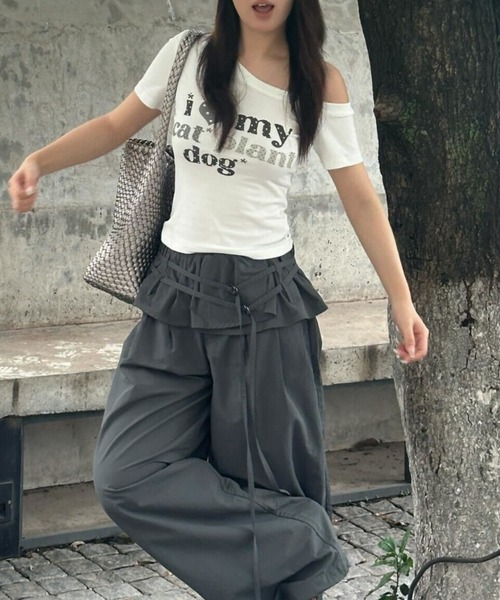 SHEPP(シープ)の「Y2K ドットハート柄グラフィックワンショルダー半袖Tシャツ(Tシャツ/カットソー・レディース・ホワイト・S/M)」の19枚目の写真