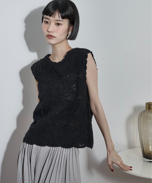 THE YOn(ザヨン)の「トーションレース刺繍ノースリブラウス(その他トップス・レディース・オフホワイト/ブラック・FREE)」の21枚目の写真