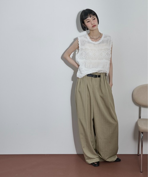 THE YOn(ザヨン)の「トーションレース刺繍ノースリブラウス(その他トップス・レディース・オフホワイト/ブラック・FREE)」の13枚目の写真